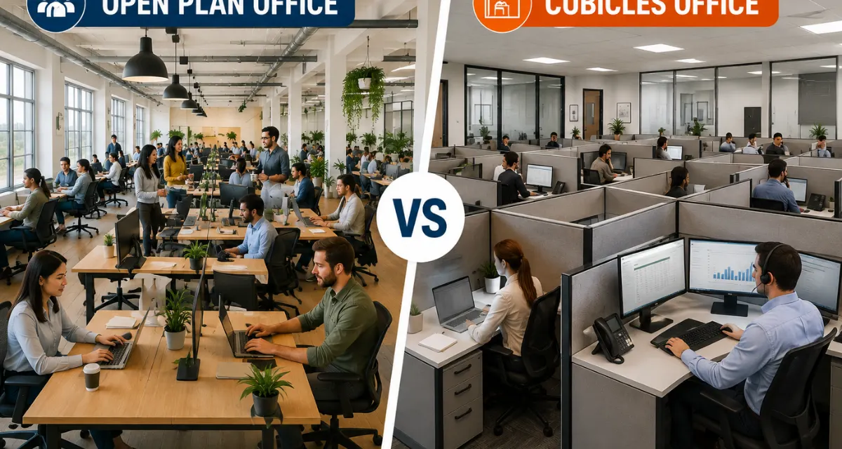 open-plan office vs cubicles  
